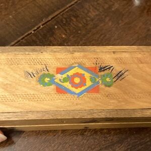 Vintage Wooden Pencil Box C 1950 As Is